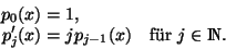 p_0(x) = 1,  p'_j(x) = j p_{j-1}(x) fr j \in N.